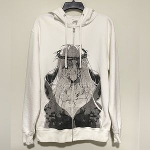All White Anime Girl Hoodie | Size: M Medium